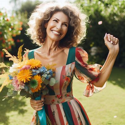 happy middle aged woman