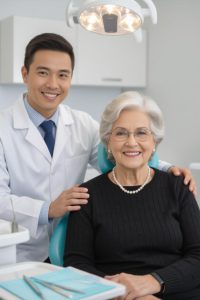 dentist and older patient